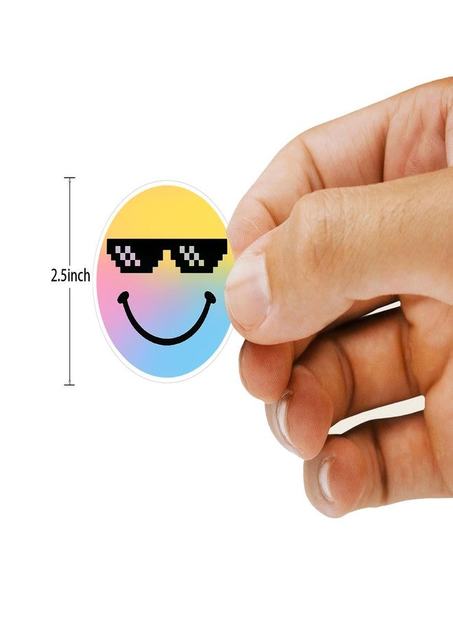 OBUJOPAL 107 Pcs Smiley Face Stickers, Smiling Stickers for Water Bottle Teaching Rewards Notebooks Stationery Toy Laptop Notebook Cup Phone Case Skateboard, 2.5 Inch Diameter - Image 3